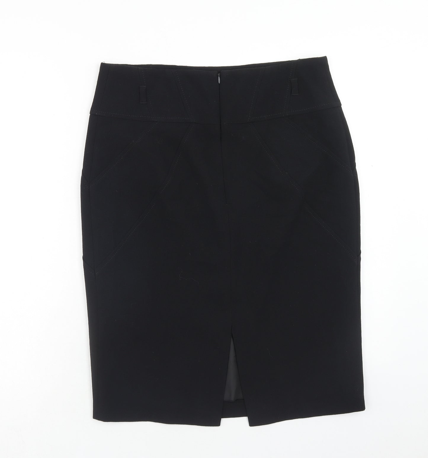 Marks and Spencer Womens Black Polyester Straight & Pencil Skirt Size 14 Zip