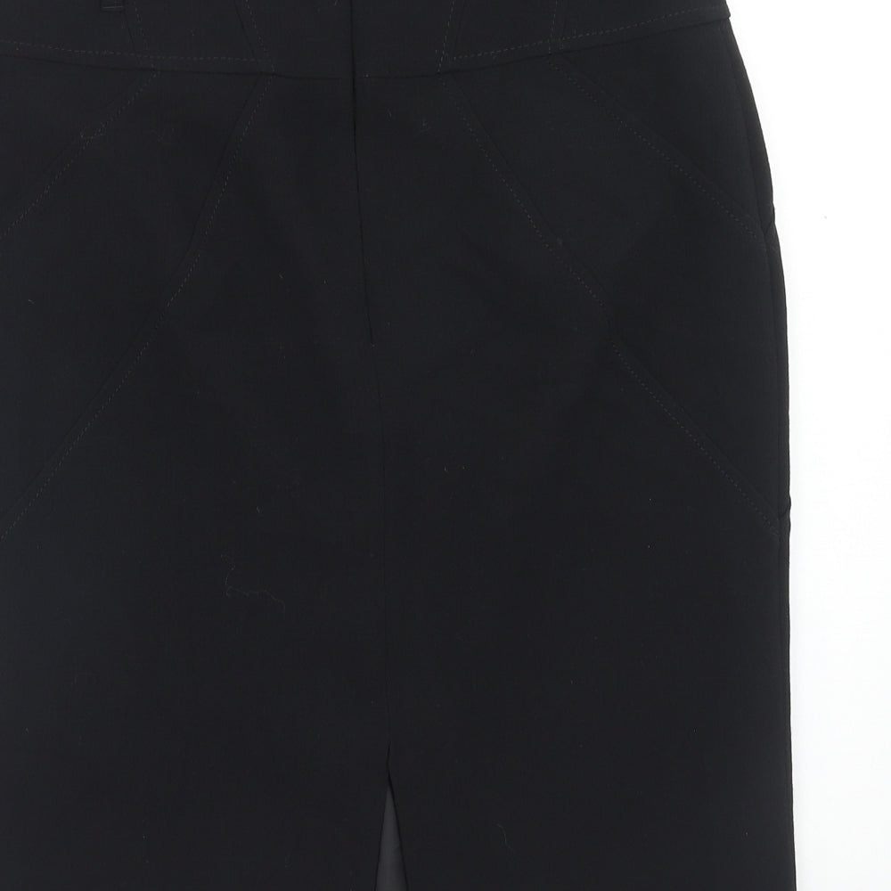 Marks and Spencer Womens Black Polyester Straight & Pencil Skirt Size 14 Zip