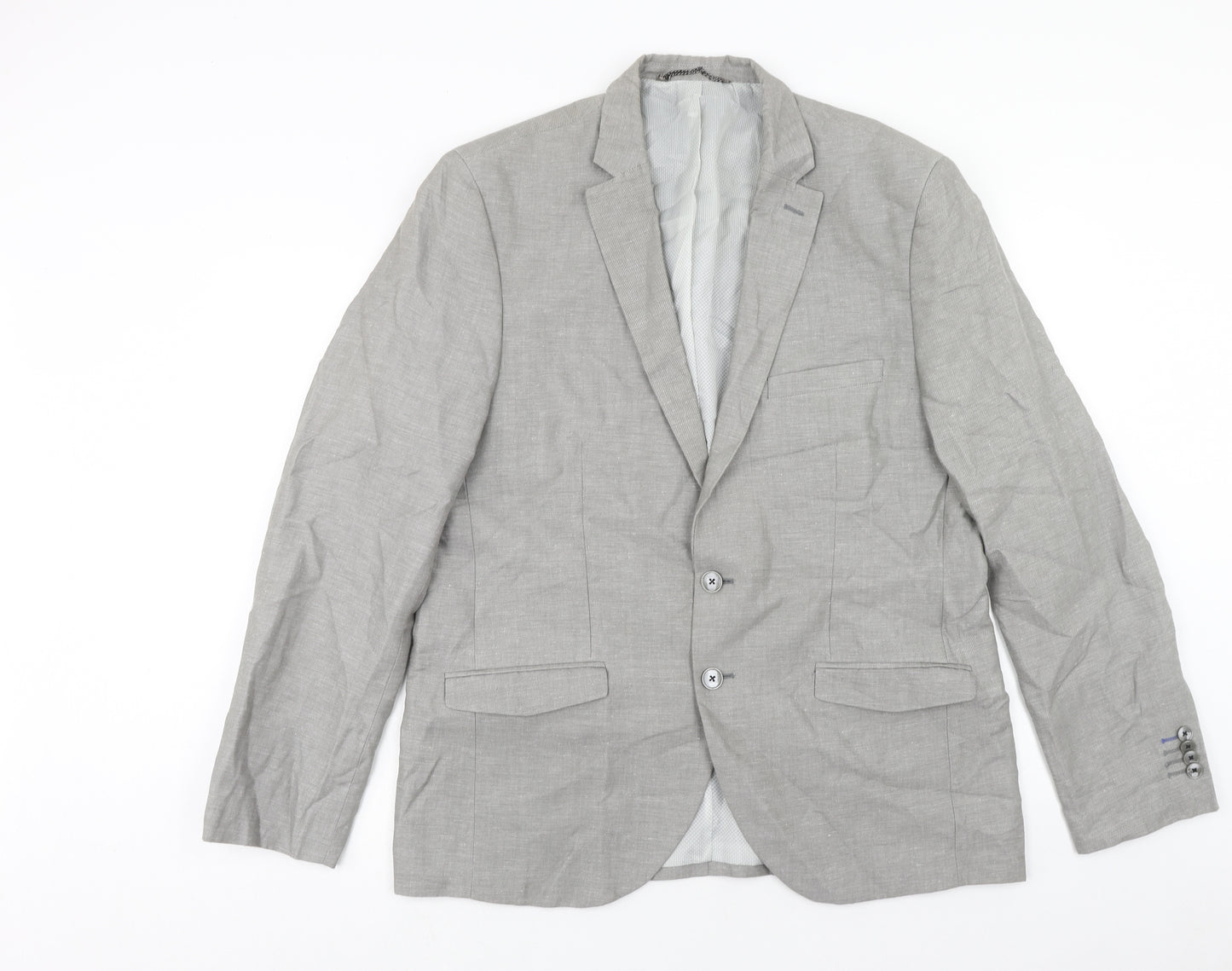 Angelo Litrico Mens Grey Linen Jacket Blazer Size 46