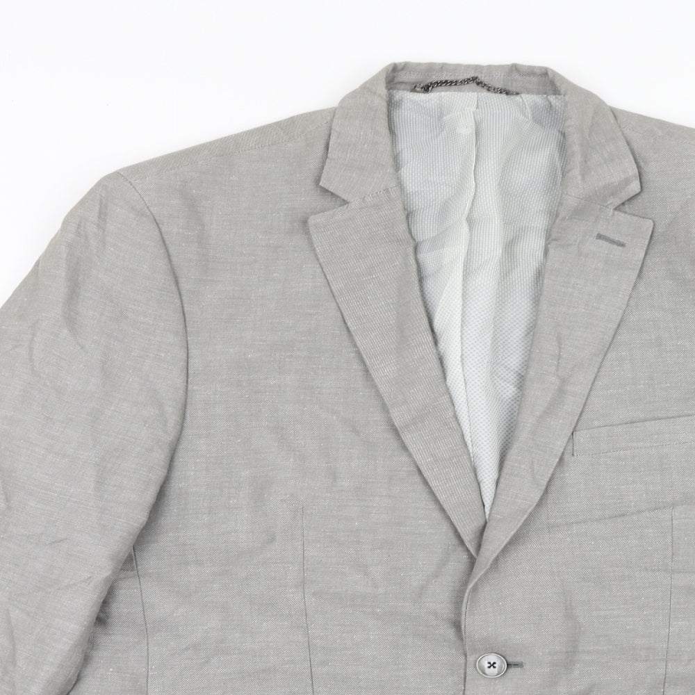 Angelo Litrico Mens Grey Linen Jacket Blazer Size 46