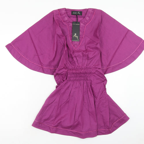 Spirit Of Arabia Womens Purple Cotton Mini Size L V-Neck Pullover
