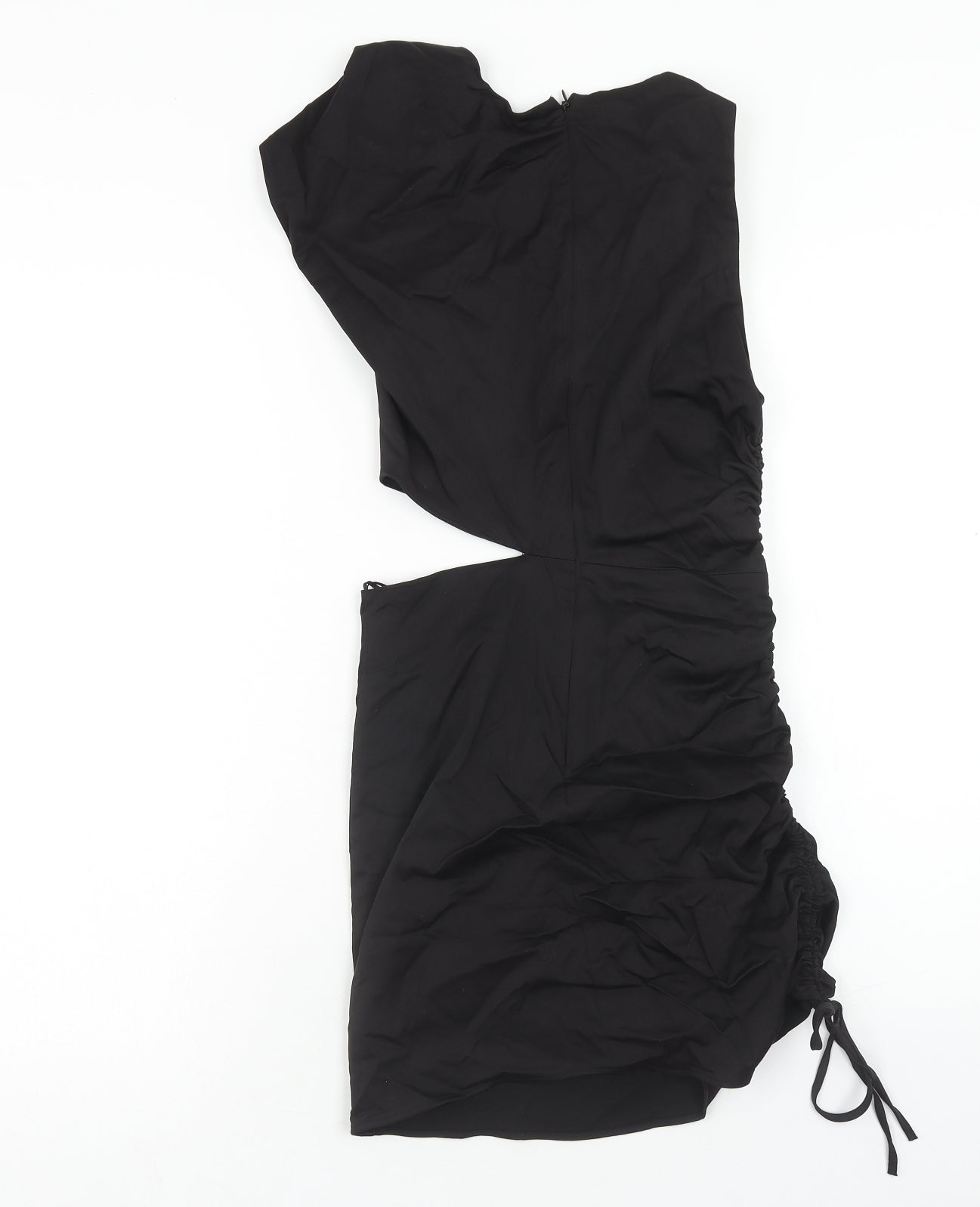 Zara Womens Black Cotton Mini Size XS Boat Neck Zip