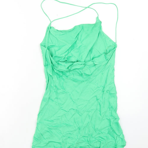 Zara Womens Green Viscose Mini Size S Cowl Neck Pullover