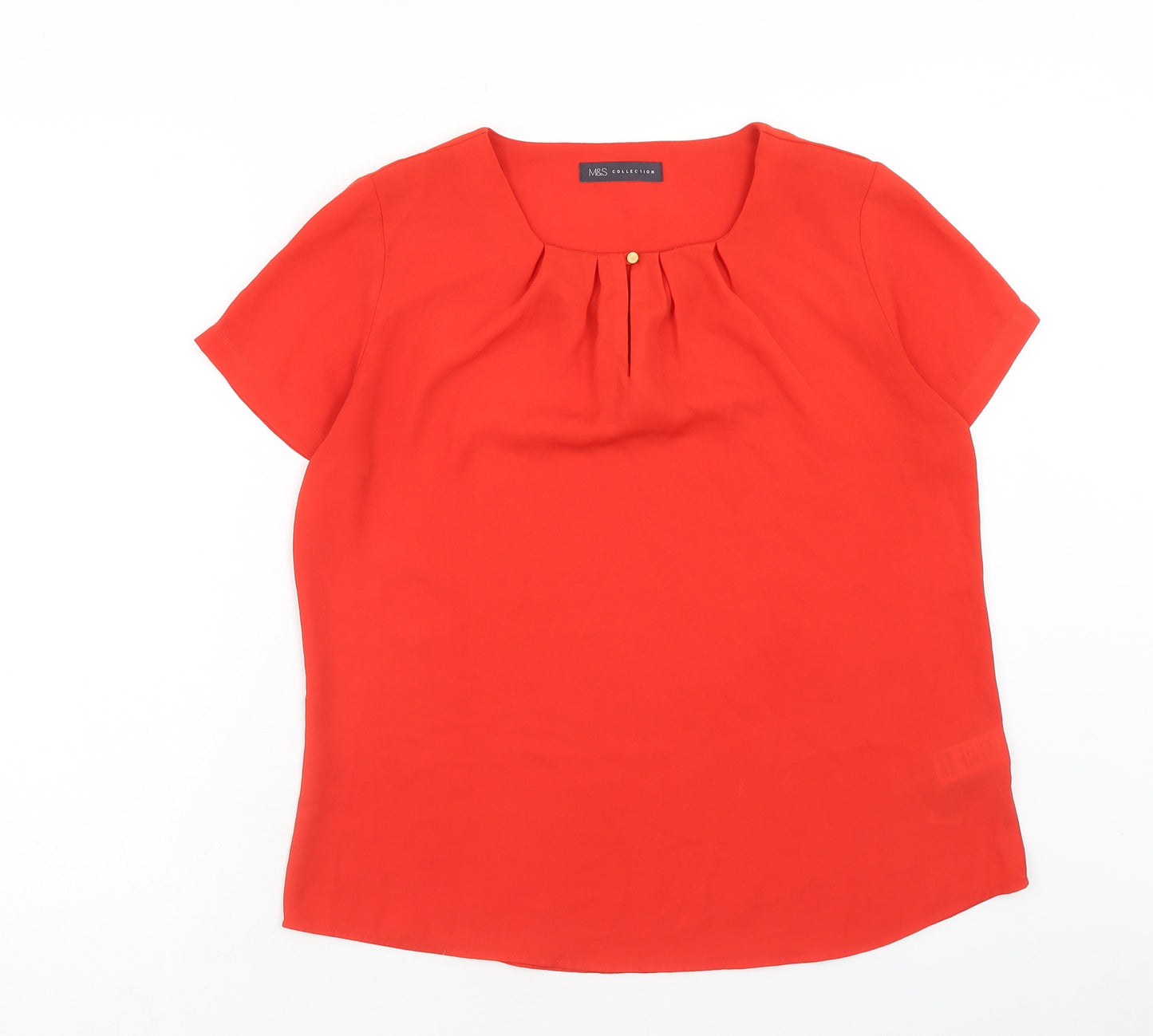 Marks and Spencer Womens Red Polyester Basic Blouse Size 10 Round Neck