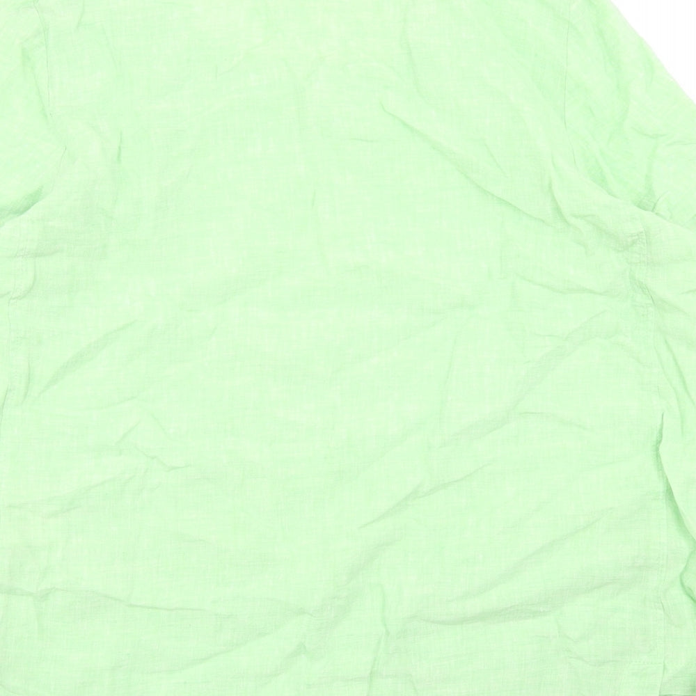 Sahara Womens Green Linen Basic T-Shirt Size S Round Neck