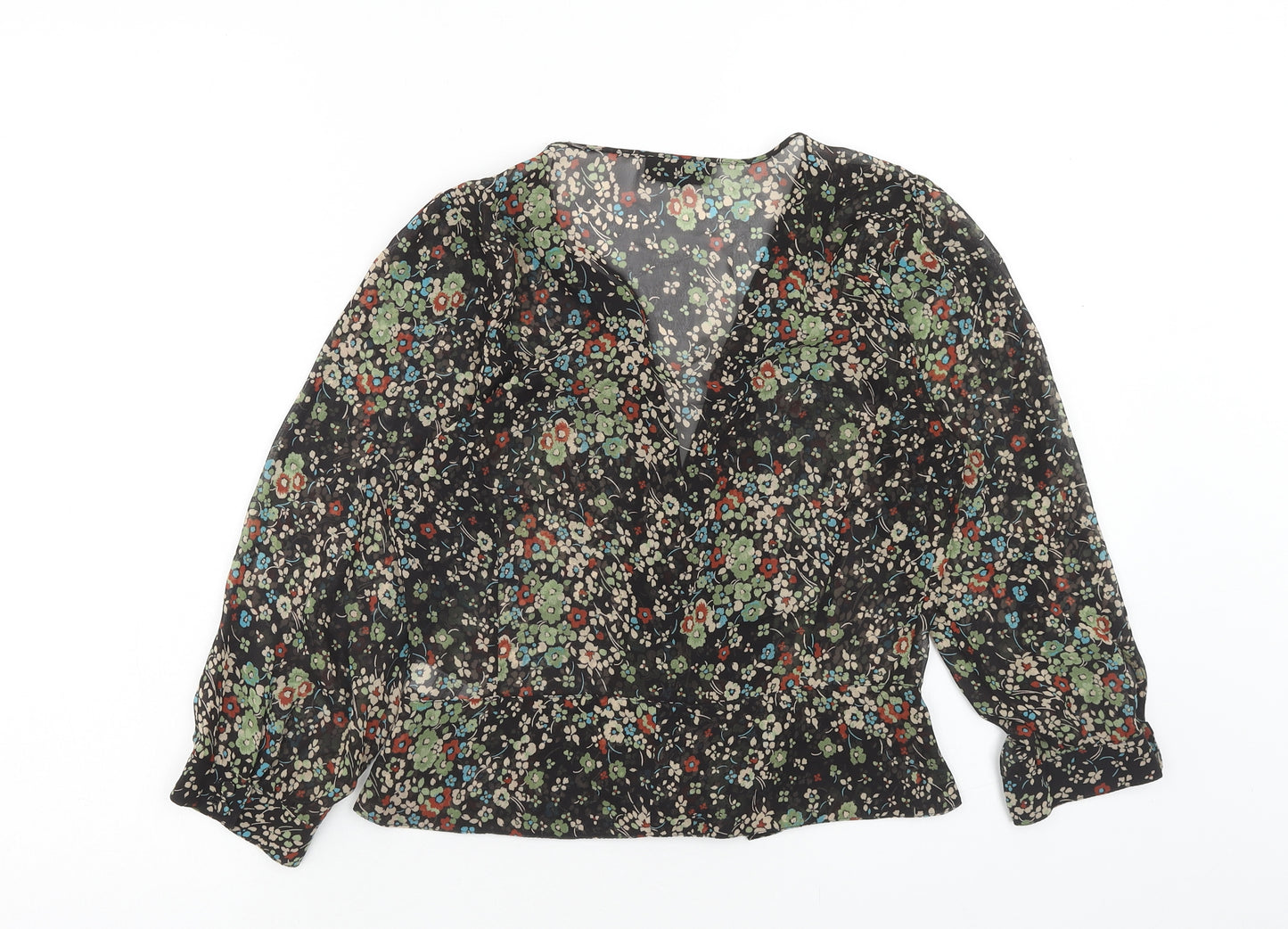 Topshop Womens Multicoloured Floral Polyester Basic Blouse Size 10 V-Neck