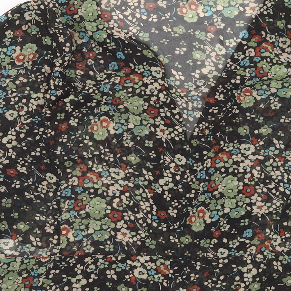Topshop Womens Multicoloured Floral Polyester Basic Blouse Size 10 V-Neck