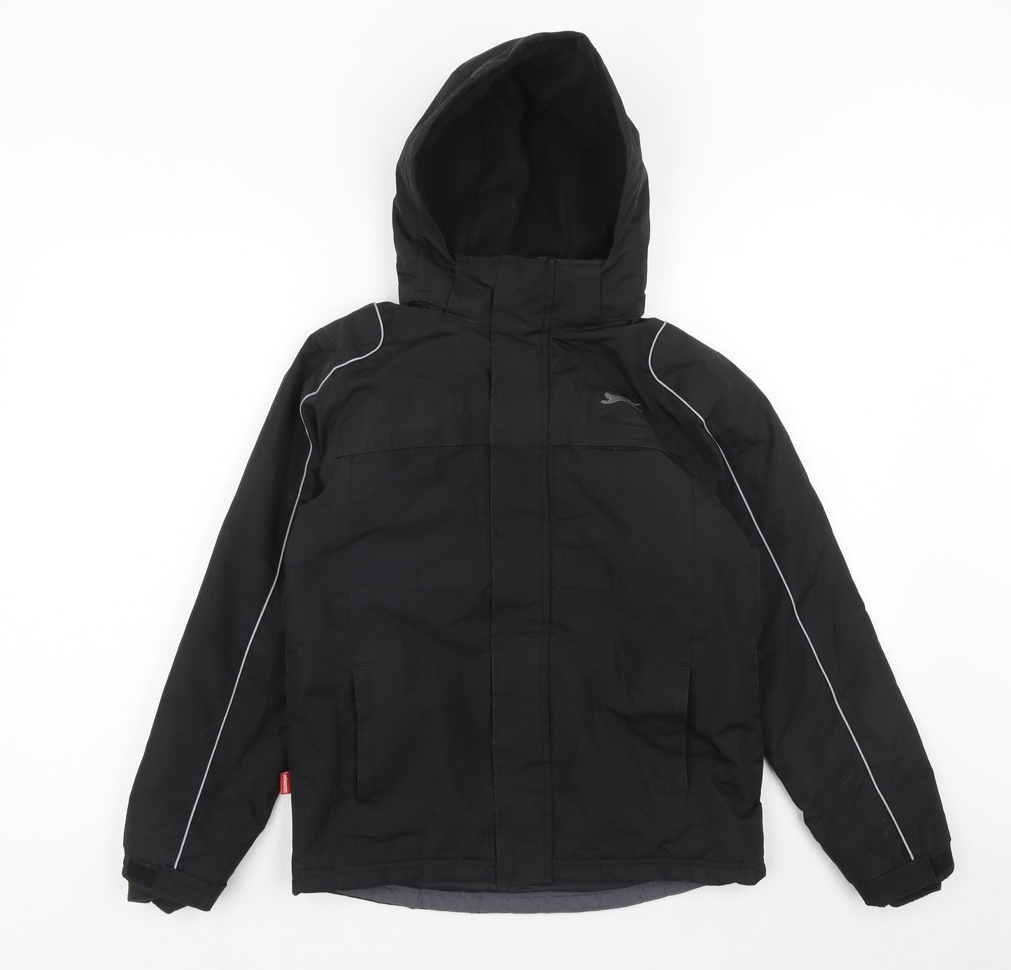 Slazenger Boys Black Herringbone Windbreaker Coat Size 11-12 Years Zip