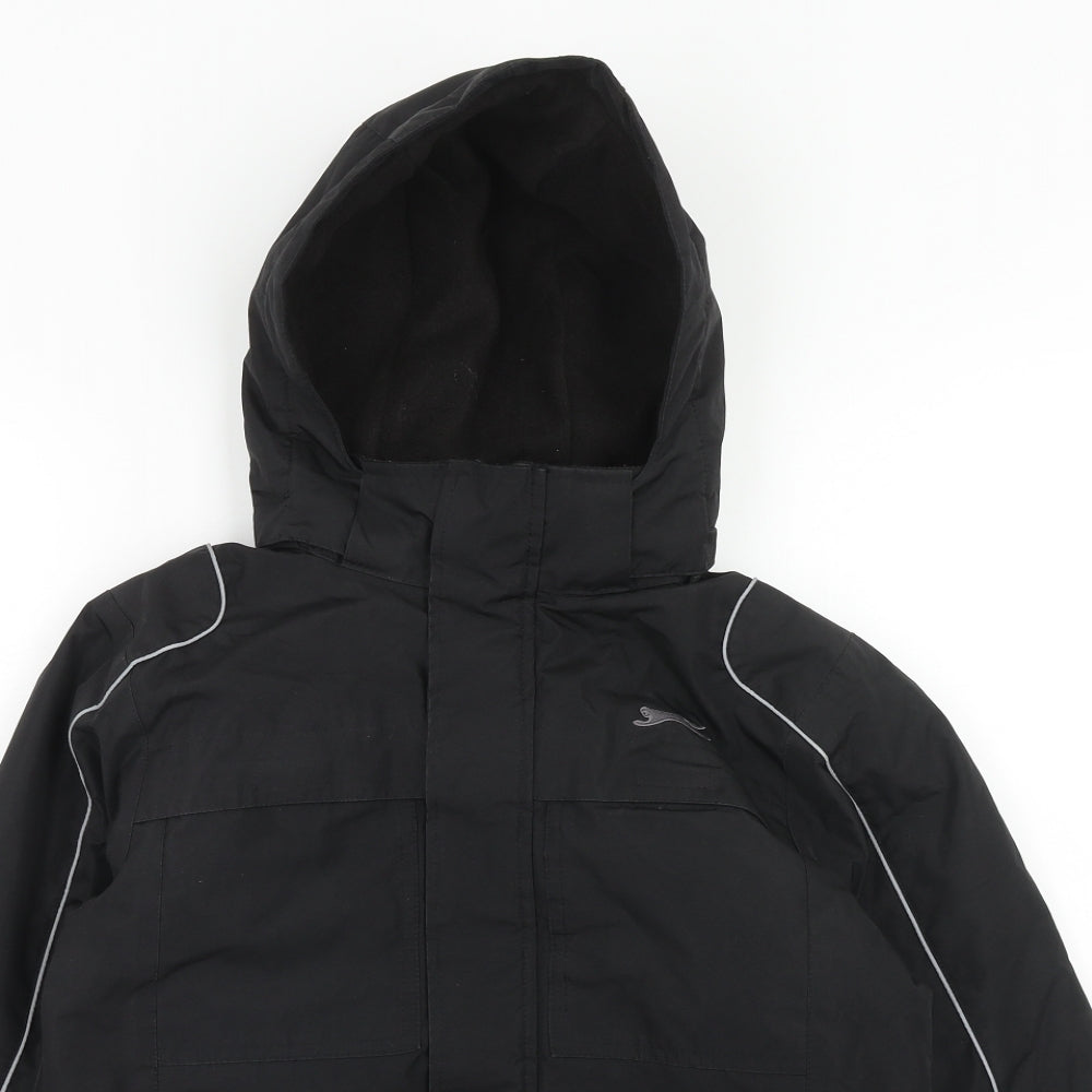 Slazenger Boys Black Herringbone Windbreaker Coat Size 11-12 Years Zip