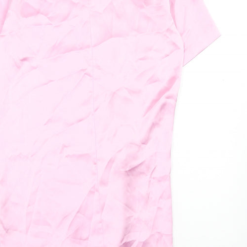 Zara Womens Pink Polyester Shirt Dress Size S Round Neck Zip