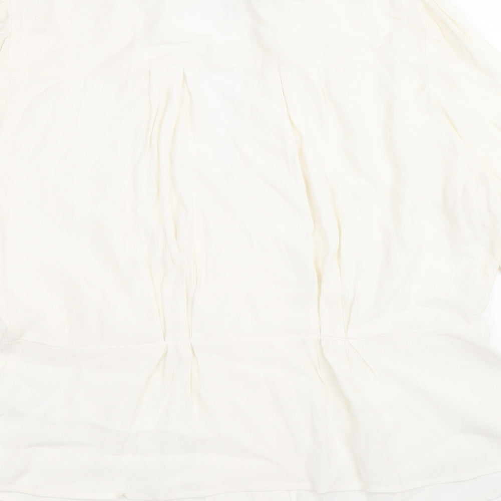 Marks and Spencer Womens Ivory Viscose Basic Button-Up Size 14 V-Neck