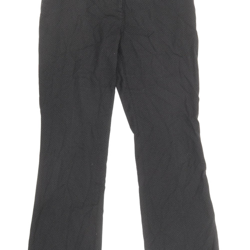 NEXT Womens Black Geometric Polyester Trousers Size 8 Regular Zip