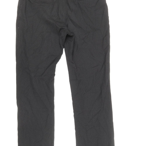 NEXT Womens Black Geometric Polyester Trousers Size 8 Regular Zip