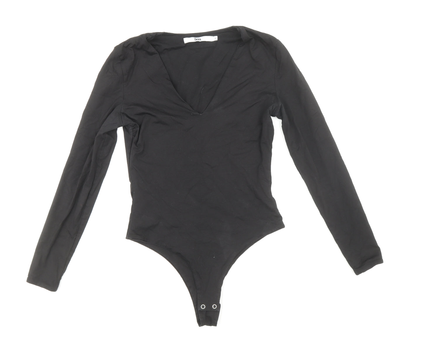Boa Womens Black Cotton Bodysuit One-Piece Size S Snap