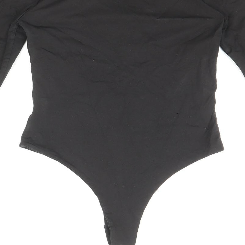 Boa Womens Black Cotton Bodysuit One-Piece Size S Snap