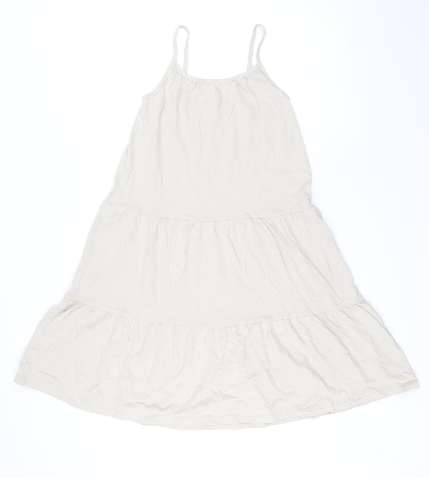 Marks and Spencer Girls Beige 100% Cotton Trapeze & Swing Size 9-10 Years Scoop Neck Pullover