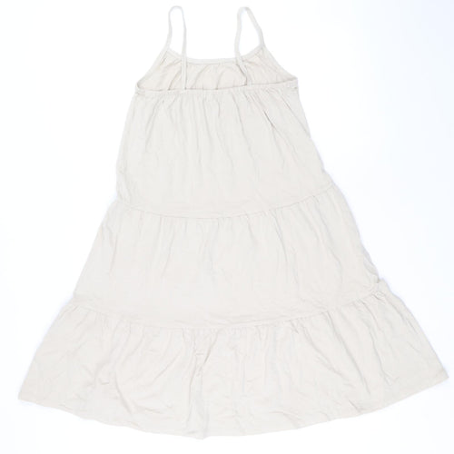 Marks and Spencer Girls Beige 100% Cotton Trapeze & Swing Size 9-10 Years Scoop Neck Pullover