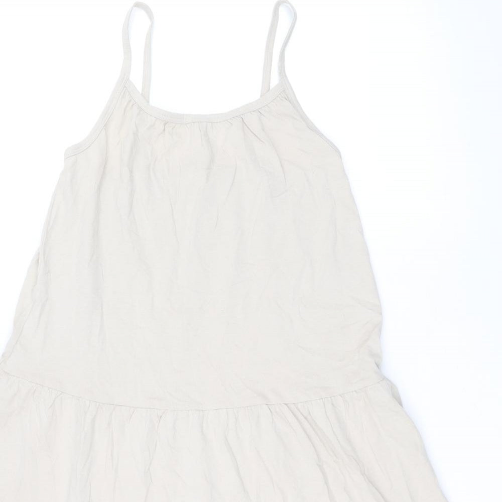Marks and Spencer Girls Beige 100% Cotton Trapeze & Swing Size 9-10 Years Scoop Neck Pullover