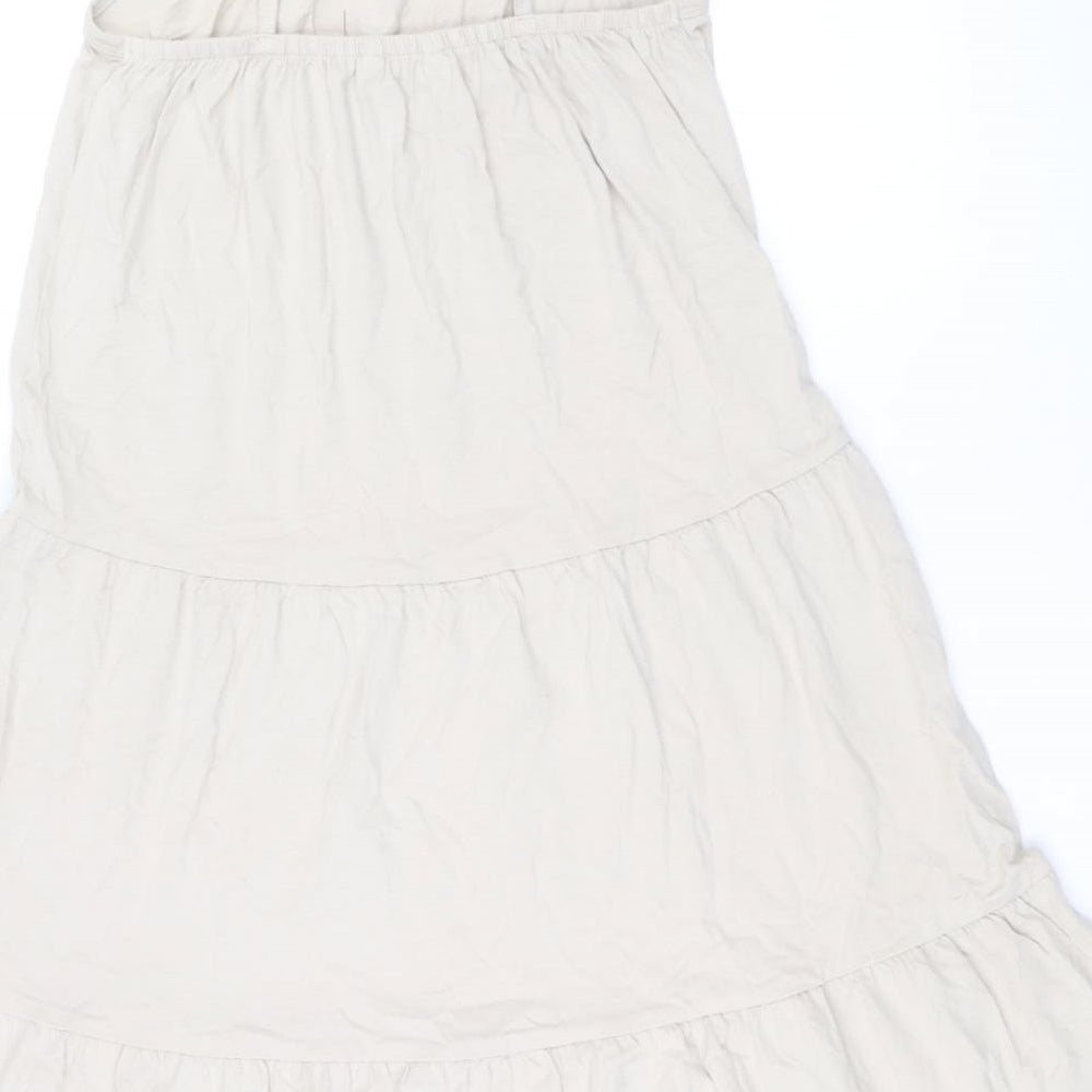 Marks and Spencer Girls Beige 100% Cotton Trapeze & Swing Size 9-10 Years Scoop Neck Pullover