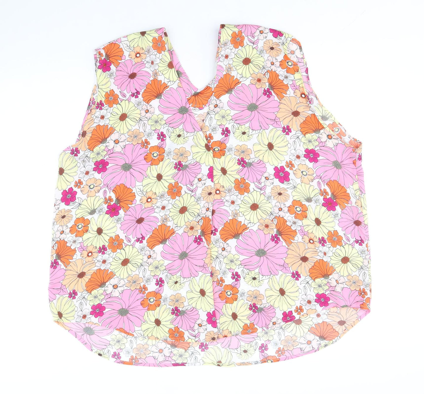 Marks and Spencer Womens Multicoloured Floral Polyester Basic Tank Size 24 V-Neck