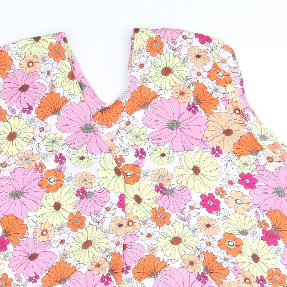 Marks and Spencer Womens Multicoloured Floral Polyester Basic Tank Size 24 V-Neck