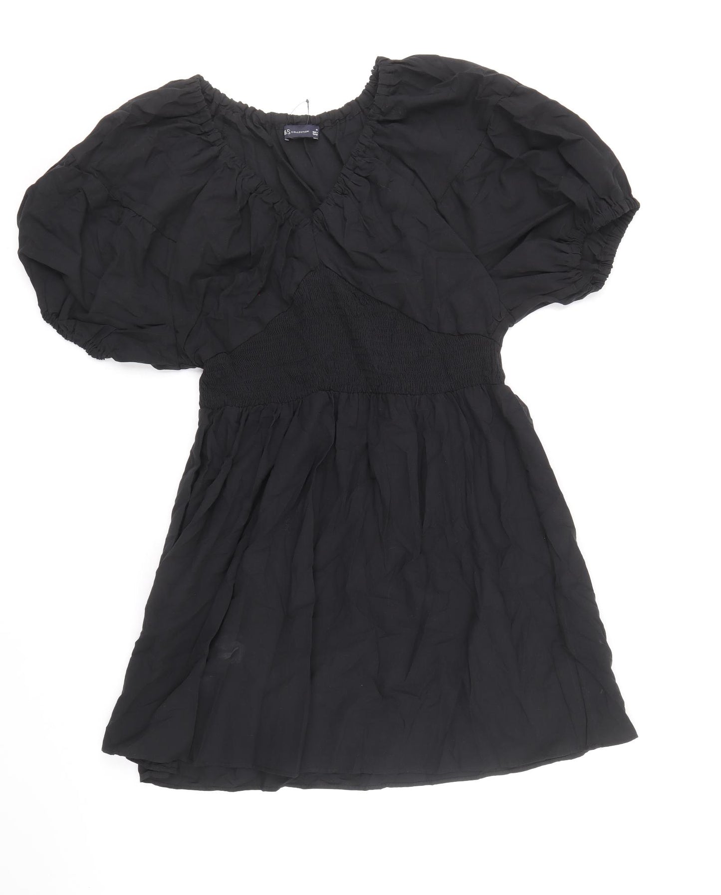 Marks and Spencer Womens Black 100% Cotton A-Line Size 16 V-Neck Pullover