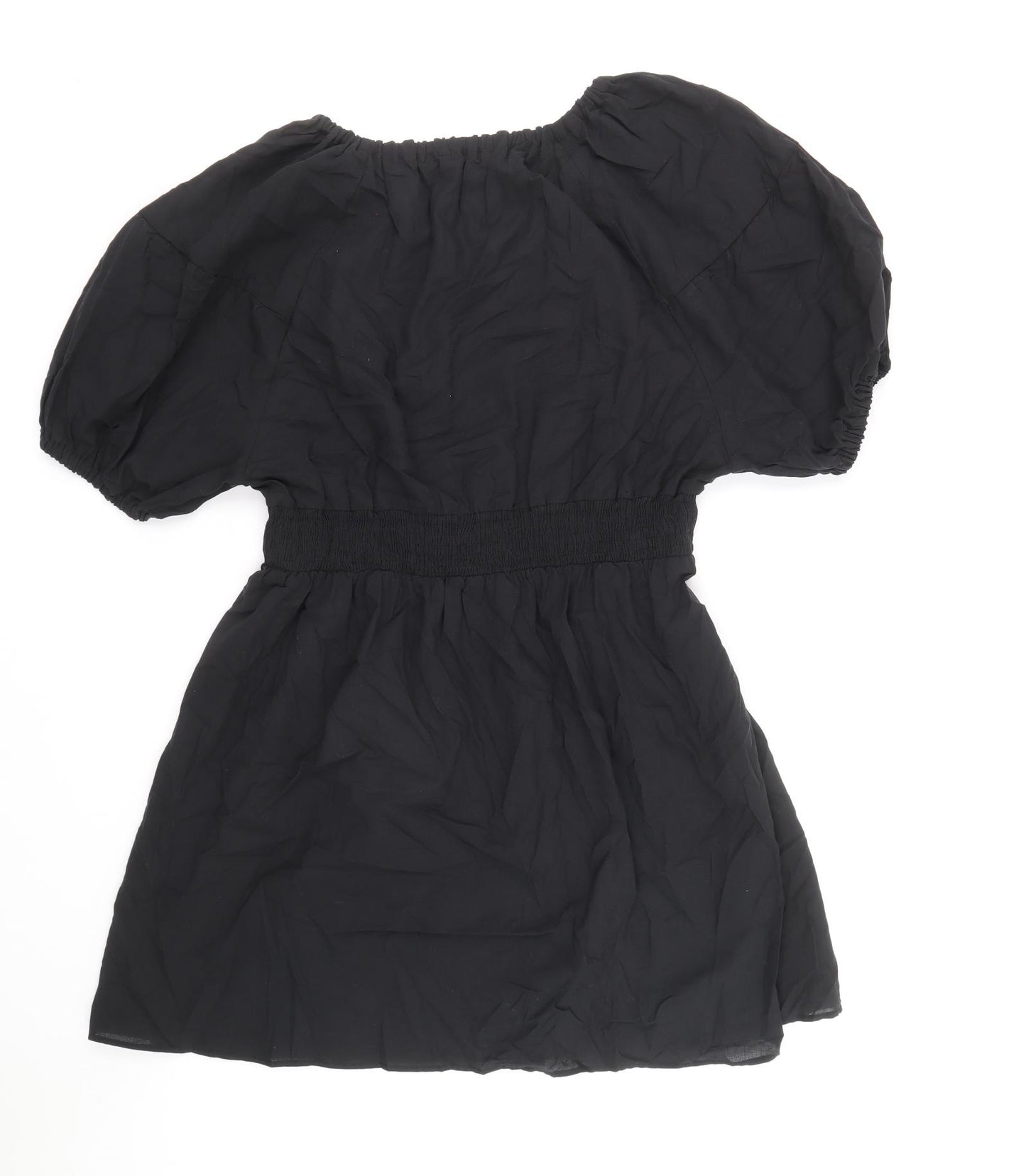 Marks and Spencer Womens Black 100% Cotton A-Line Size 16 V-Neck Pullover