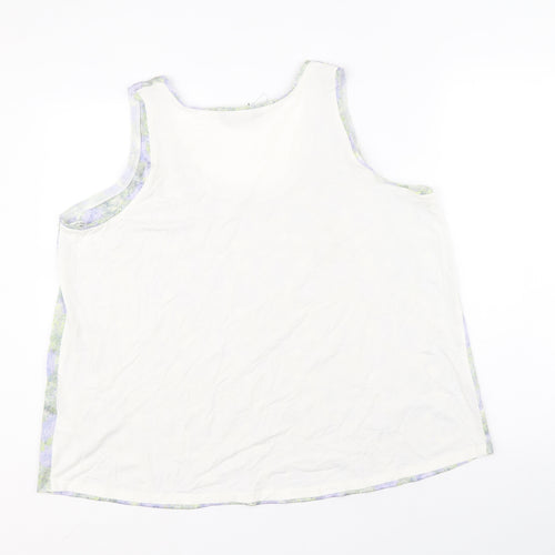 Marks and Spencer Womens White Geometric Polyester Basic Tank Size 16 Scoop Neck