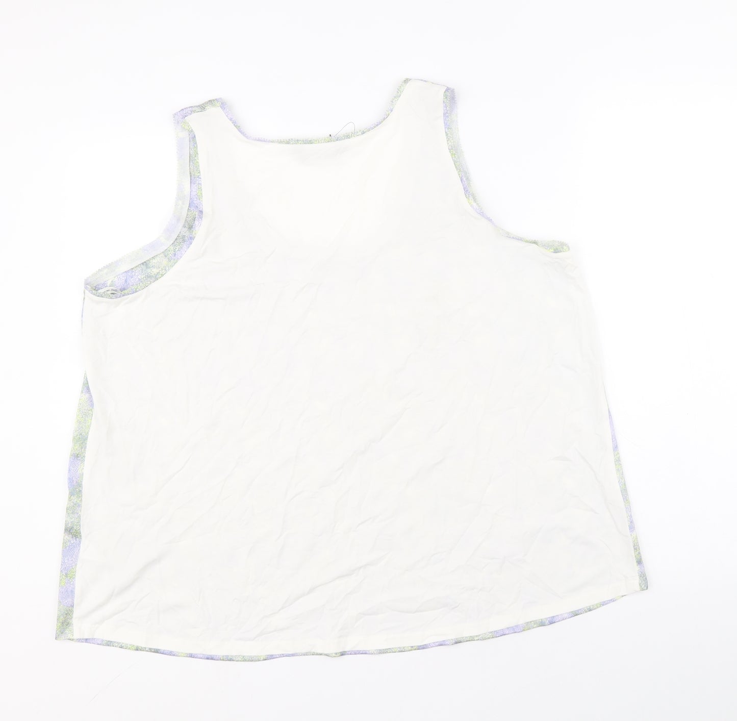 Marks and Spencer Womens White Geometric Polyester Basic Tank Size 16 Scoop Neck
