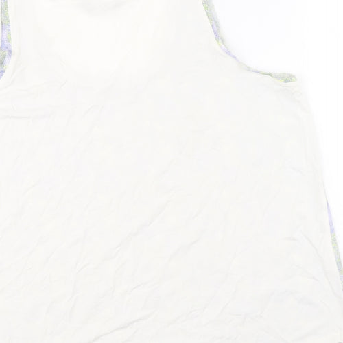 Marks and Spencer Womens White Geometric Polyester Basic Tank Size 16 Scoop Neck