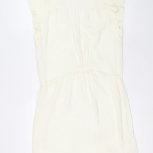 H&M Womens Ivory Polyester Shift Size 12 V-Neck Button