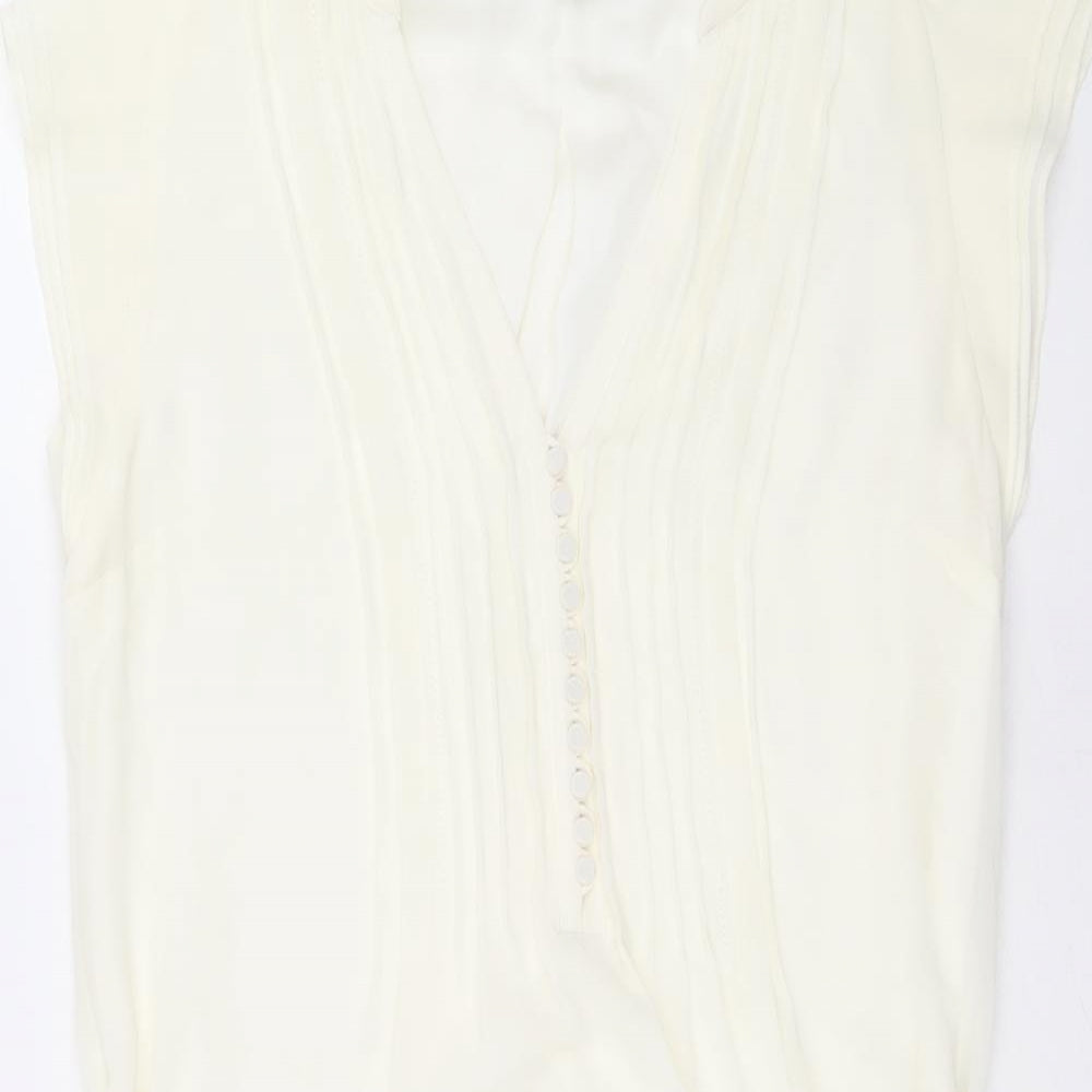 H&M Womens Ivory Polyester Shift Size 12 V-Neck Button