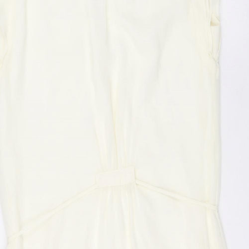 H&M Womens Ivory Polyester Shift Size 12 V-Neck Button