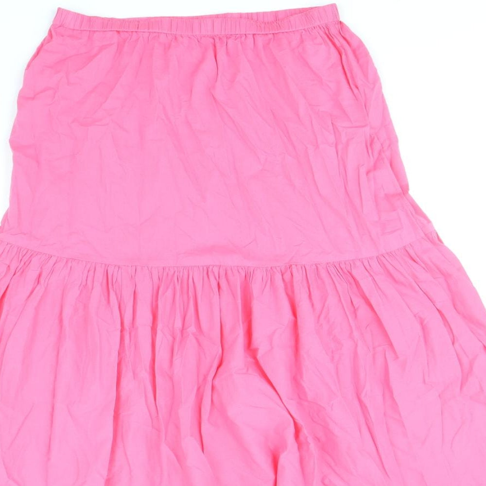 Marks and Spencer Womens Pink Cotton Skater Skirt Size 10