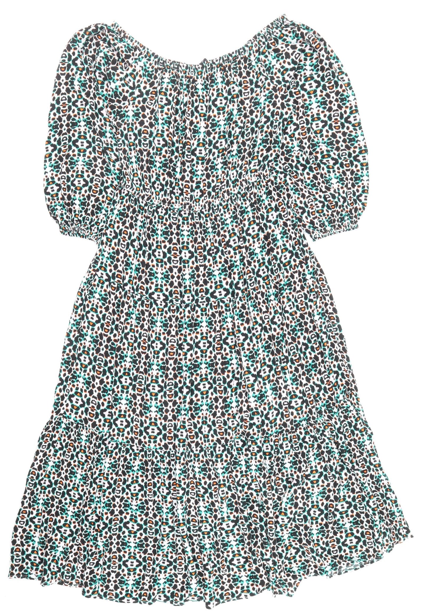 Marks and Spencer Womens Multicoloured Geometric Viscose A-Line Size 16 Off the Shoulder