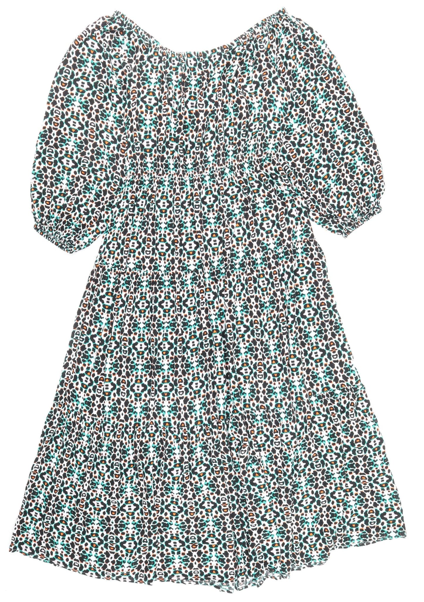Marks and Spencer Womens Multicoloured Geometric Viscose A-Line Size 16 Off the Shoulder