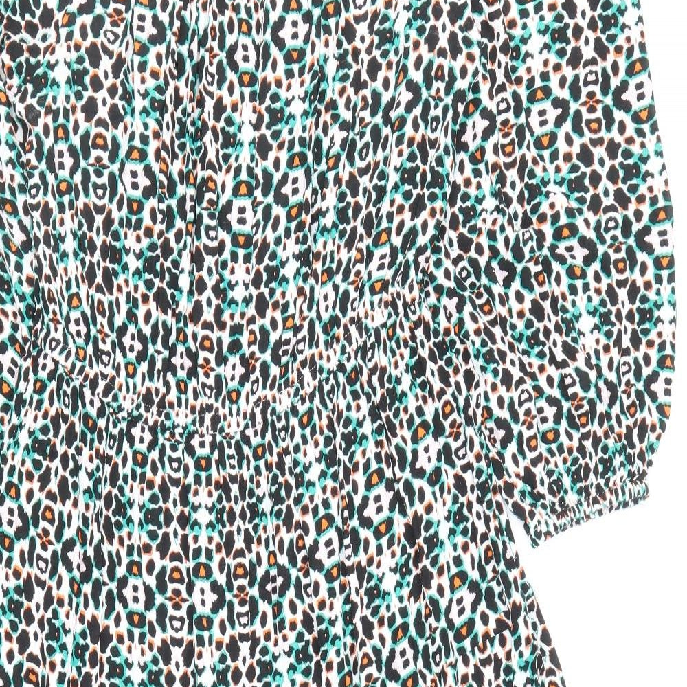 Marks and Spencer Womens Multicoloured Geometric Viscose A-Line Size 16 Off the Shoulder