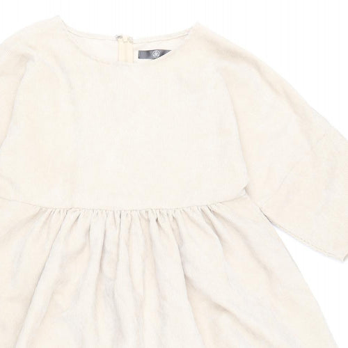 Missguided Womens Beige Polyester A-Line Size 4 Boat Neck Zip