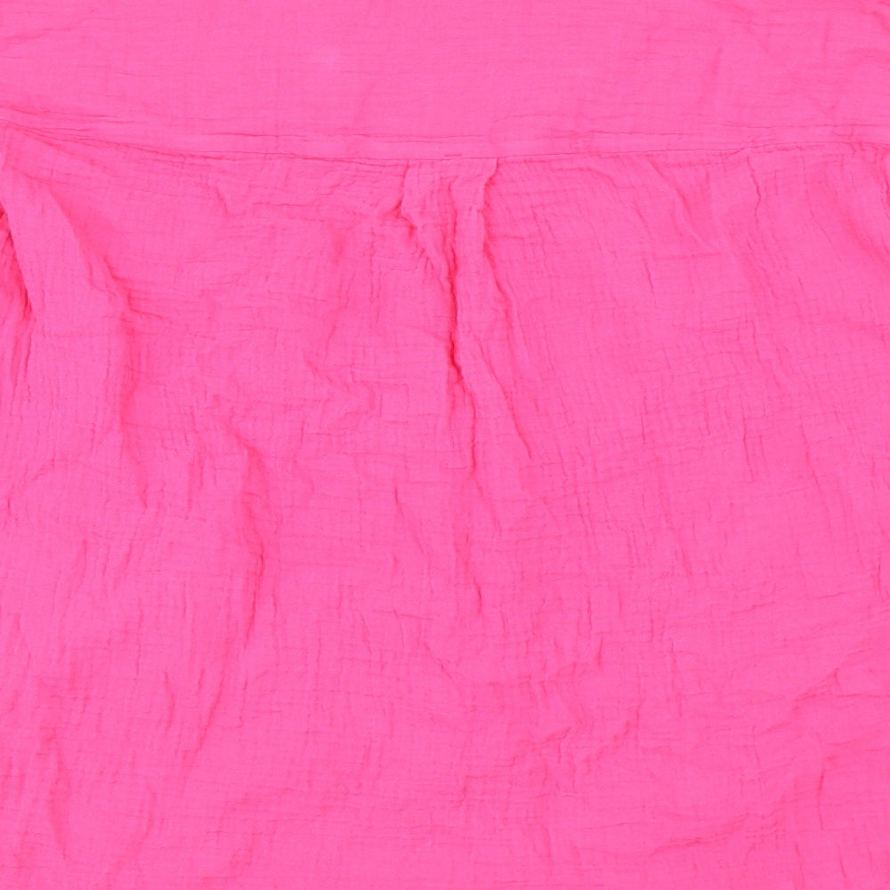 Marks and Spencer Womens Pink 100% Cotton Basic Button-Up Size M V-Neck