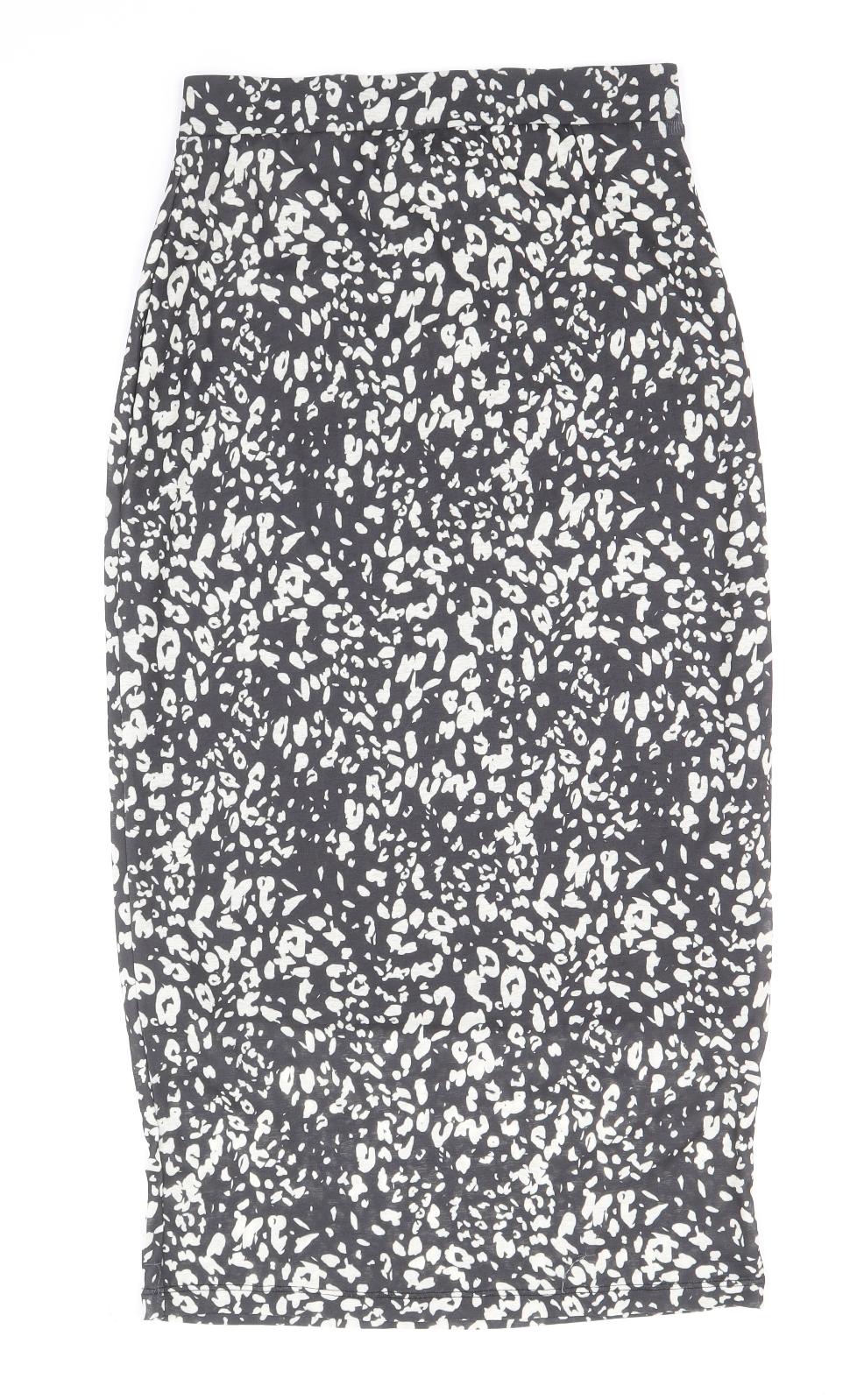 Marks and Spencer Womens Black Geometric Polyester Straight & Pencil Skirt Size 8