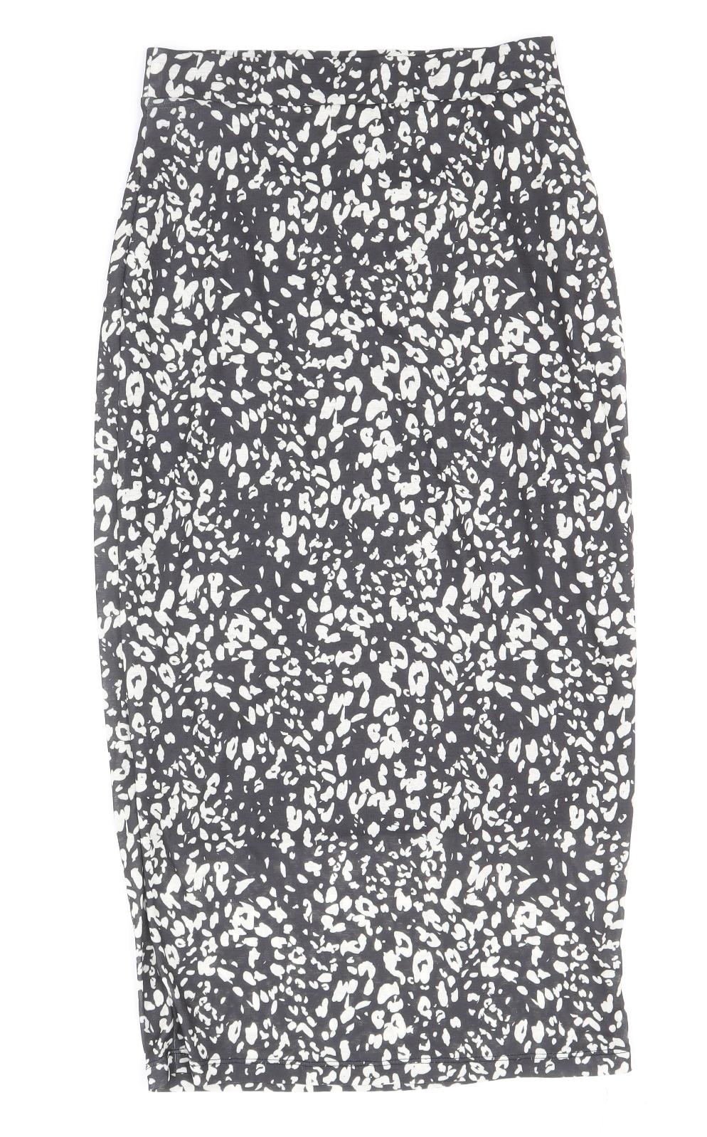 Marks and Spencer Womens Black Geometric Polyester Straight & Pencil Skirt Size 8