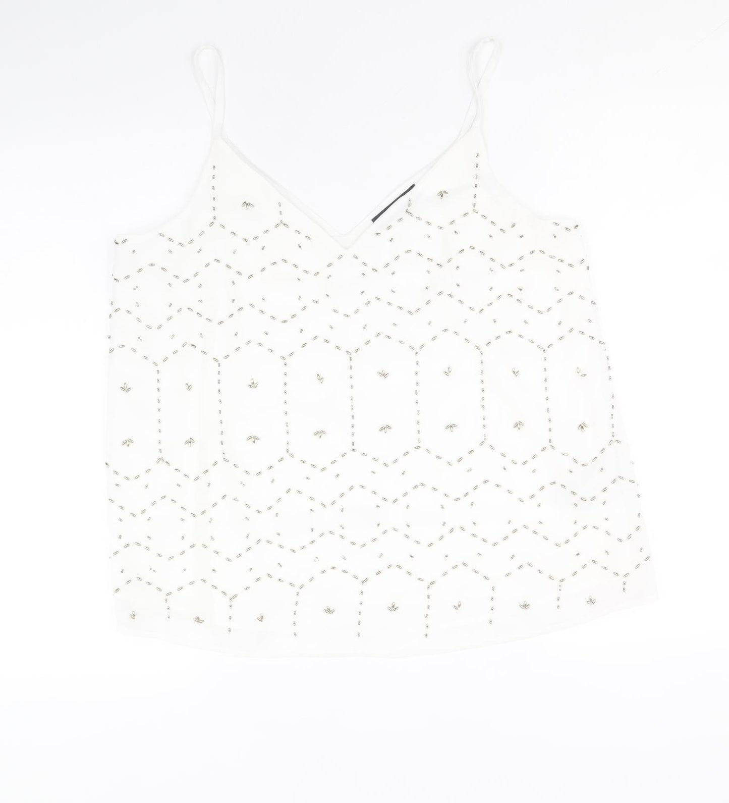 Marks and Spencer Womens White Polyester Basic Tank Size 14 V-Neck