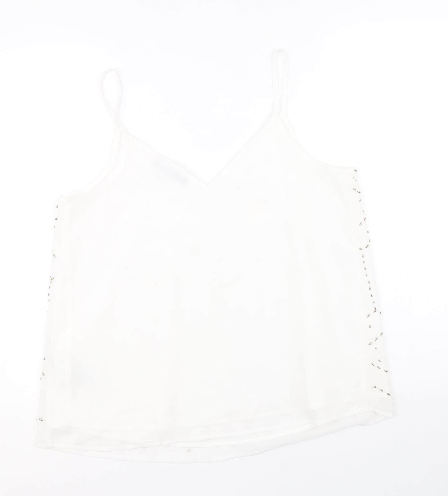 Marks and Spencer Womens White Polyester Basic Tank Size 14 V-Neck