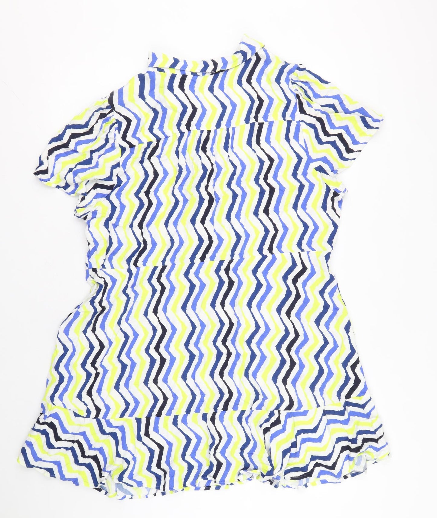 Marks and Spencer Womens Multicoloured Geometric Viscose Shirt Dress Size 22 Collared Button