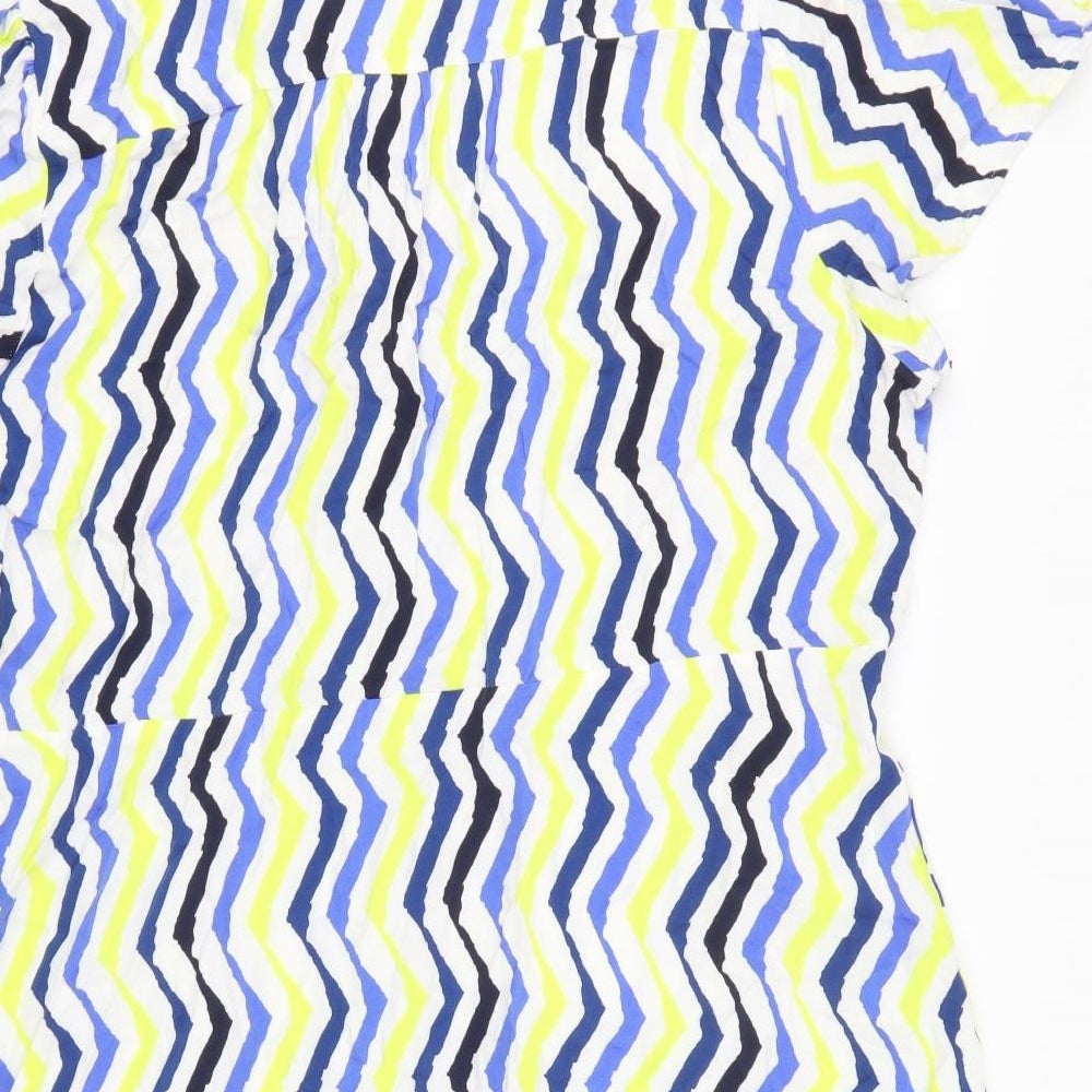 Marks and Spencer Womens Multicoloured Geometric Viscose Shirt Dress Size 22 Collared Button