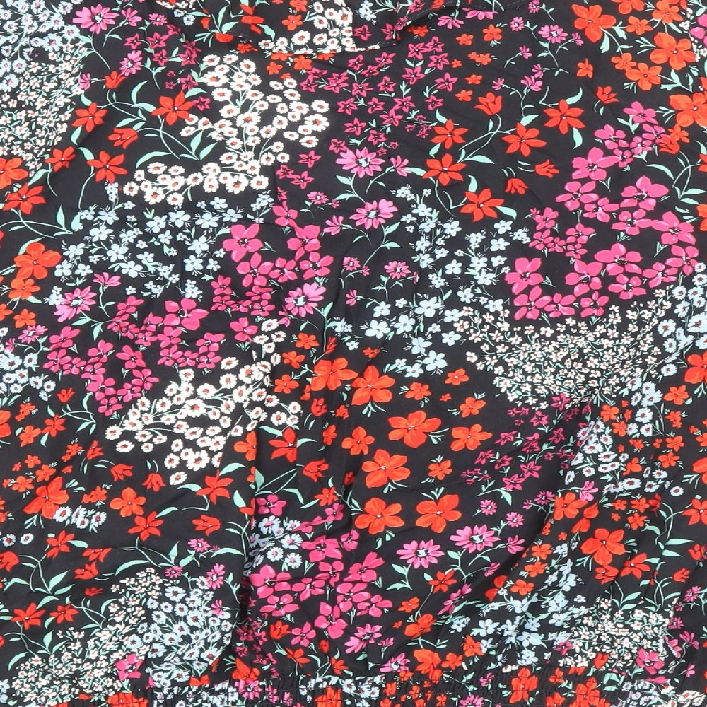 M&Co Womens Multicoloured Floral Viscose Basic Blouse Size 16 V-Neck