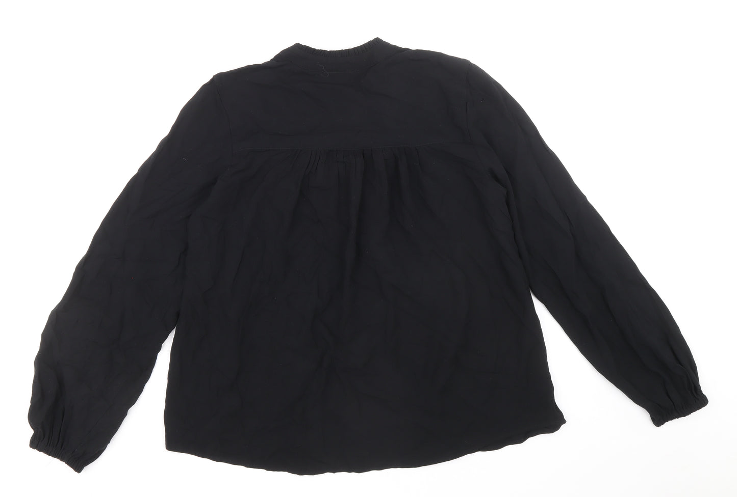 Marks and Spencer Womens Black Viscose Basic Blouse Size 8 V-Neck