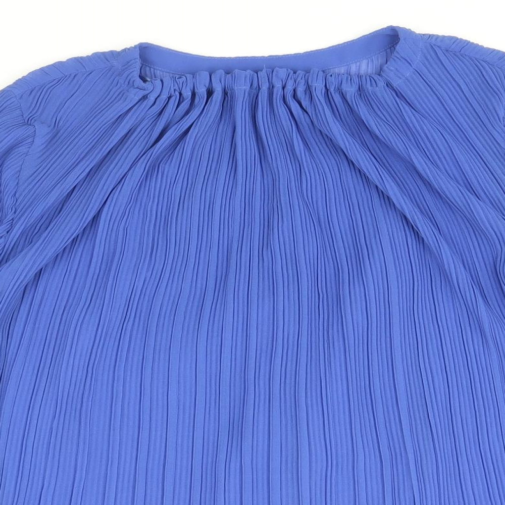 Autograph Womens Blue Polyester Basic Blouse Size 10 Round Neck