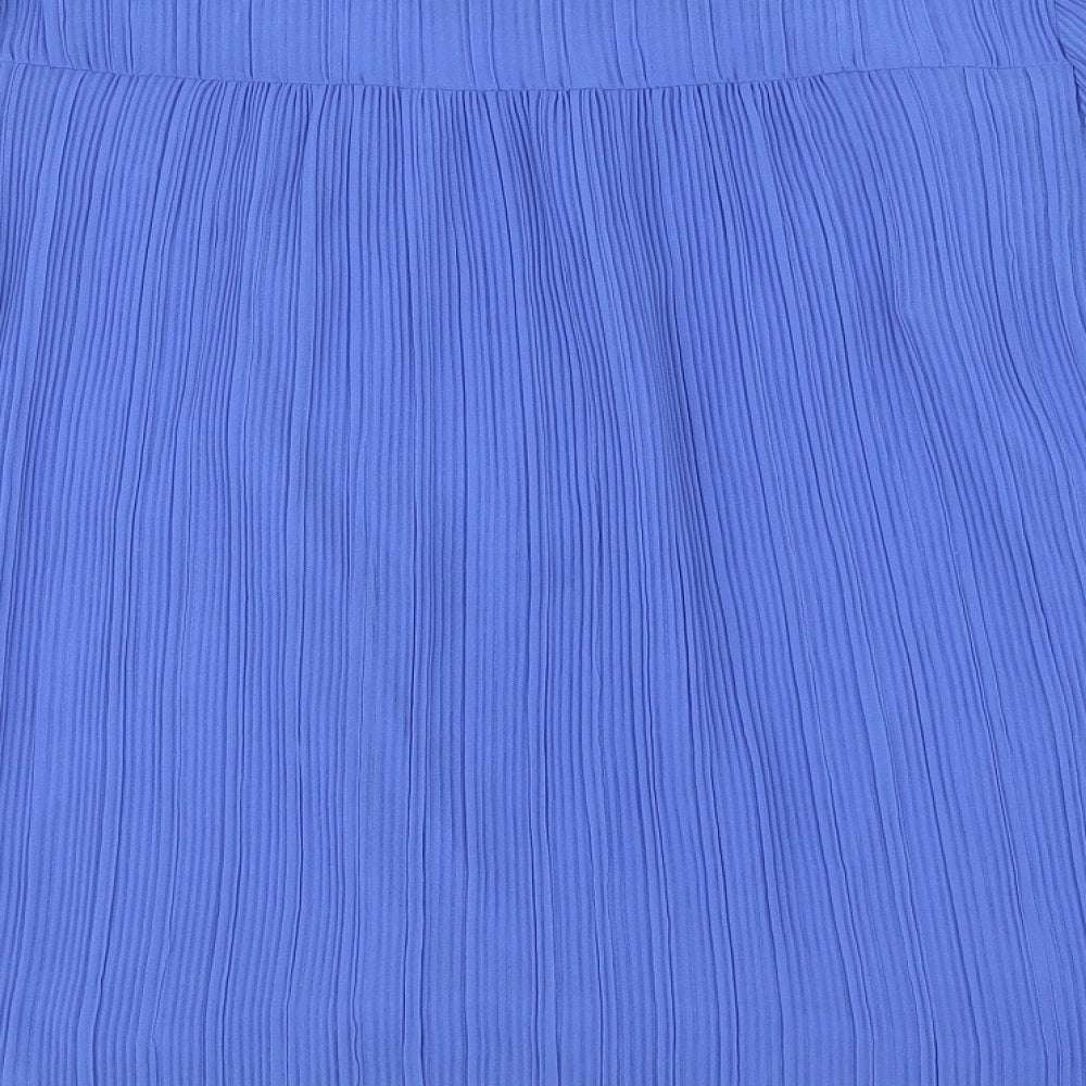 Autograph Womens Blue Polyester Basic Blouse Size 10 Round Neck