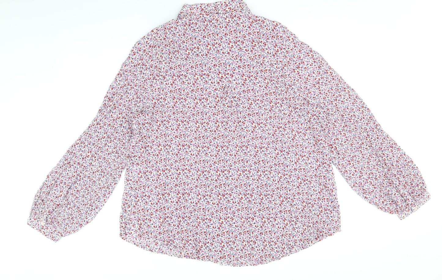 Marks and Spencer Womens Multicoloured Floral Viscose Basic Button-Up Size 18 Round Neck